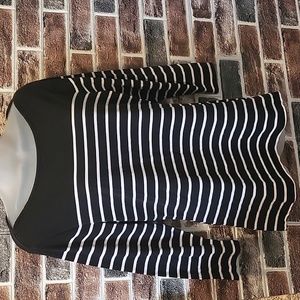 Time and Tru 3/4 sleeves white striped blouse